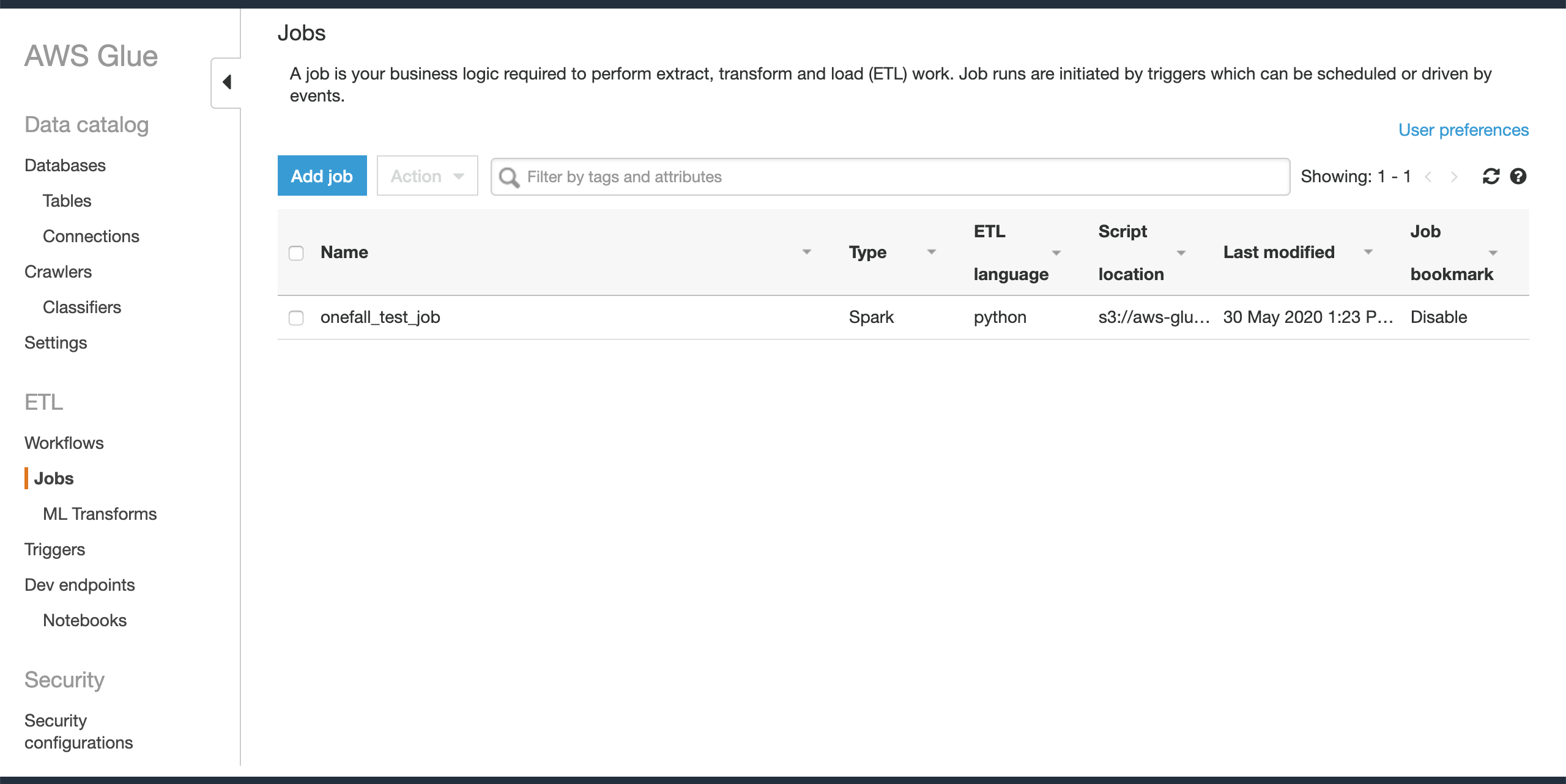 AWS Glue 界面（截自 AWS 官网）