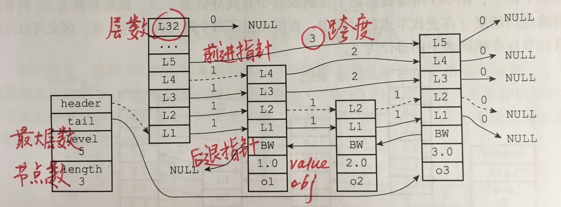 图 1：一个跳跃表